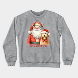 Cute Doodle Xmas Happy Santa with Labradoodle Dog Cartoon Christmas collection Crewneck Sweatshirt